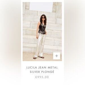 Nwt Mon&Pau Womens Leather Straight Leg Pants Silver Limited Edition XXS